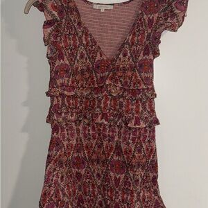 Olivaceous Pink Floral Ruffle Dress